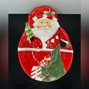 Santa Clause Serving Bowl Dish Christmas Seasonal Holiday 8x10.5